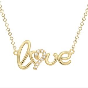 Gold plated over Sterling Silver Cubic Zirconia Love Necklace